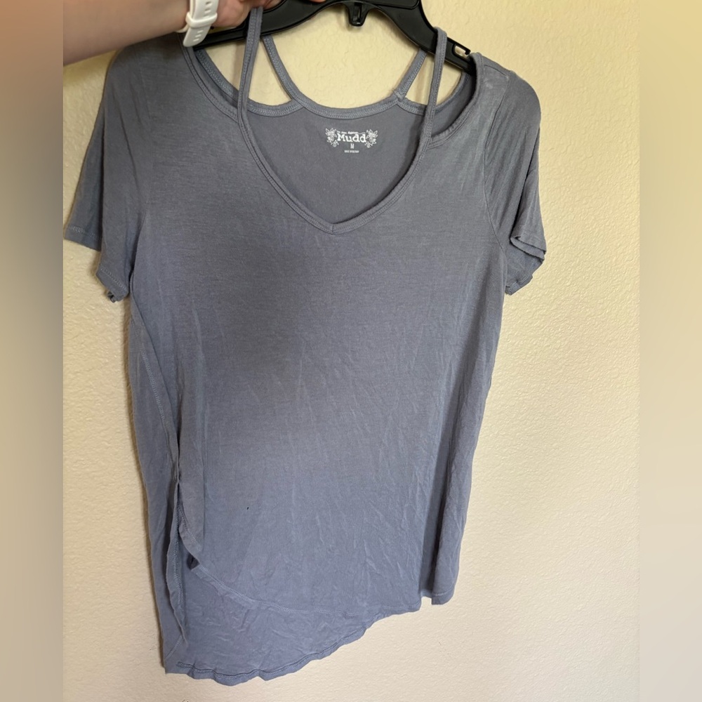 Mudd Gray Short Sleeve Cut Out T-Shirt